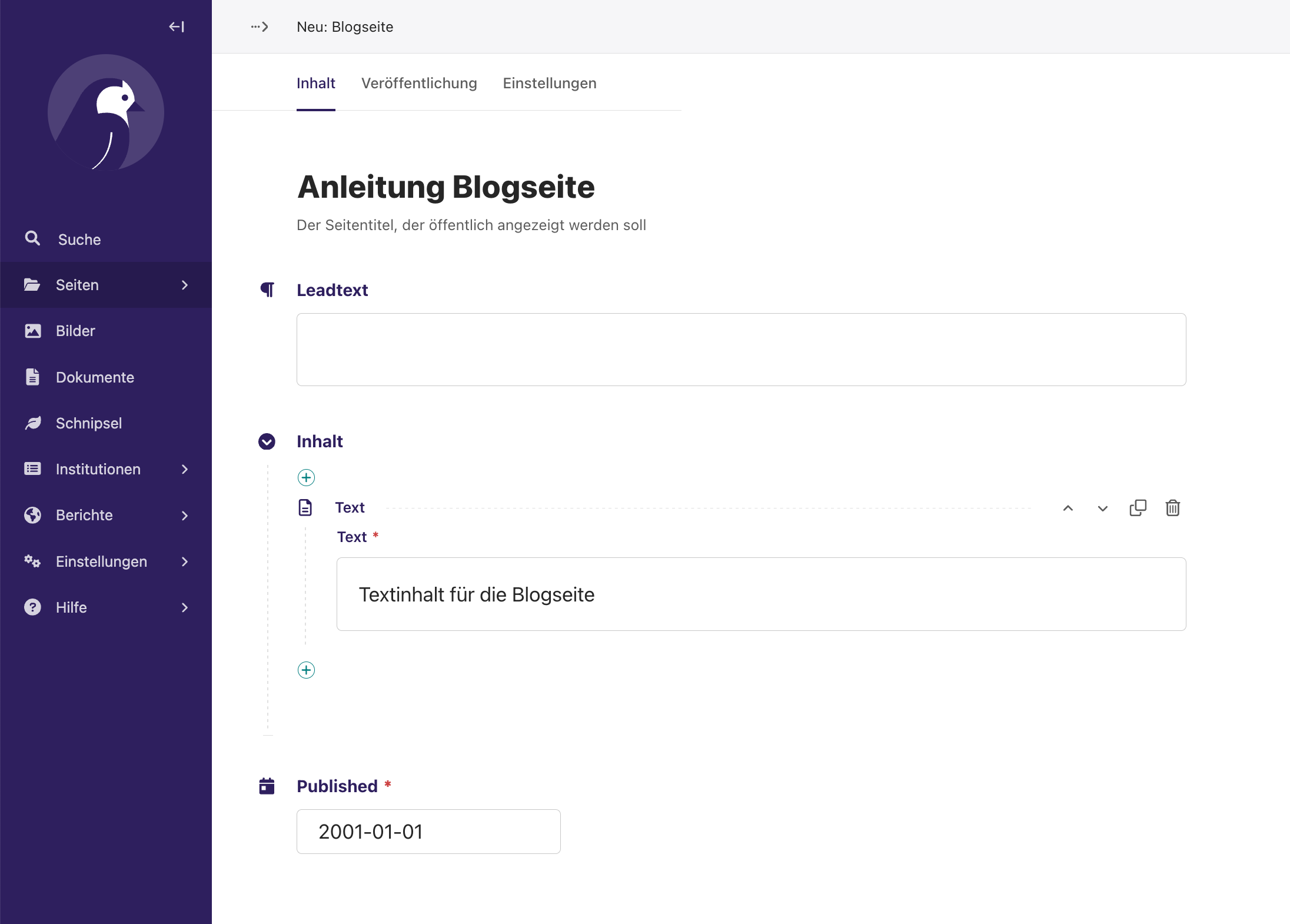 CMS Blog Add Content