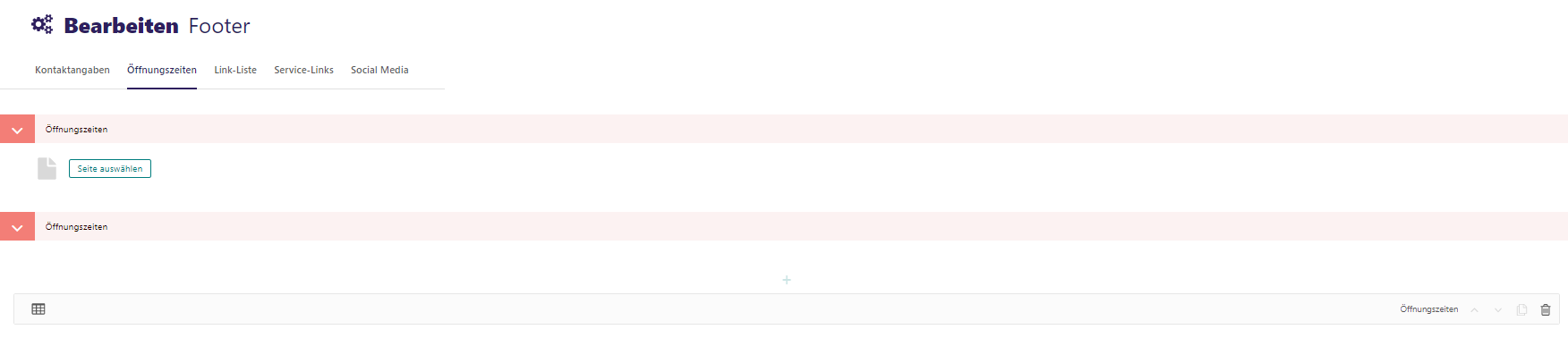 CMS contact opening hours Settings