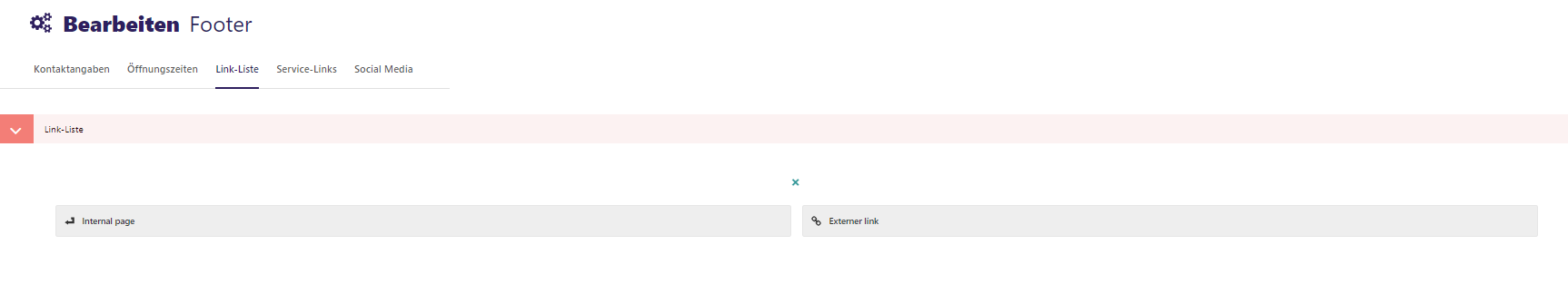 CMS link list settings