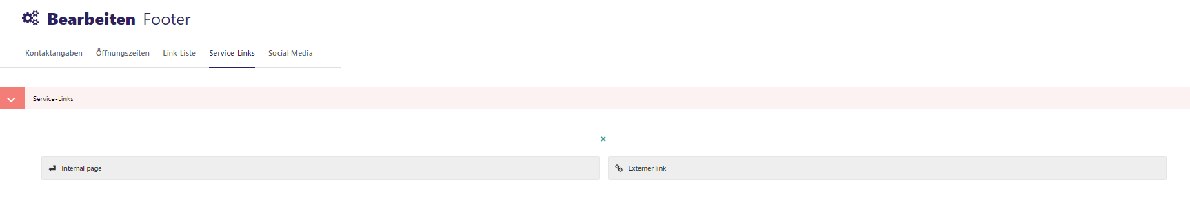 CMS service links Settings
