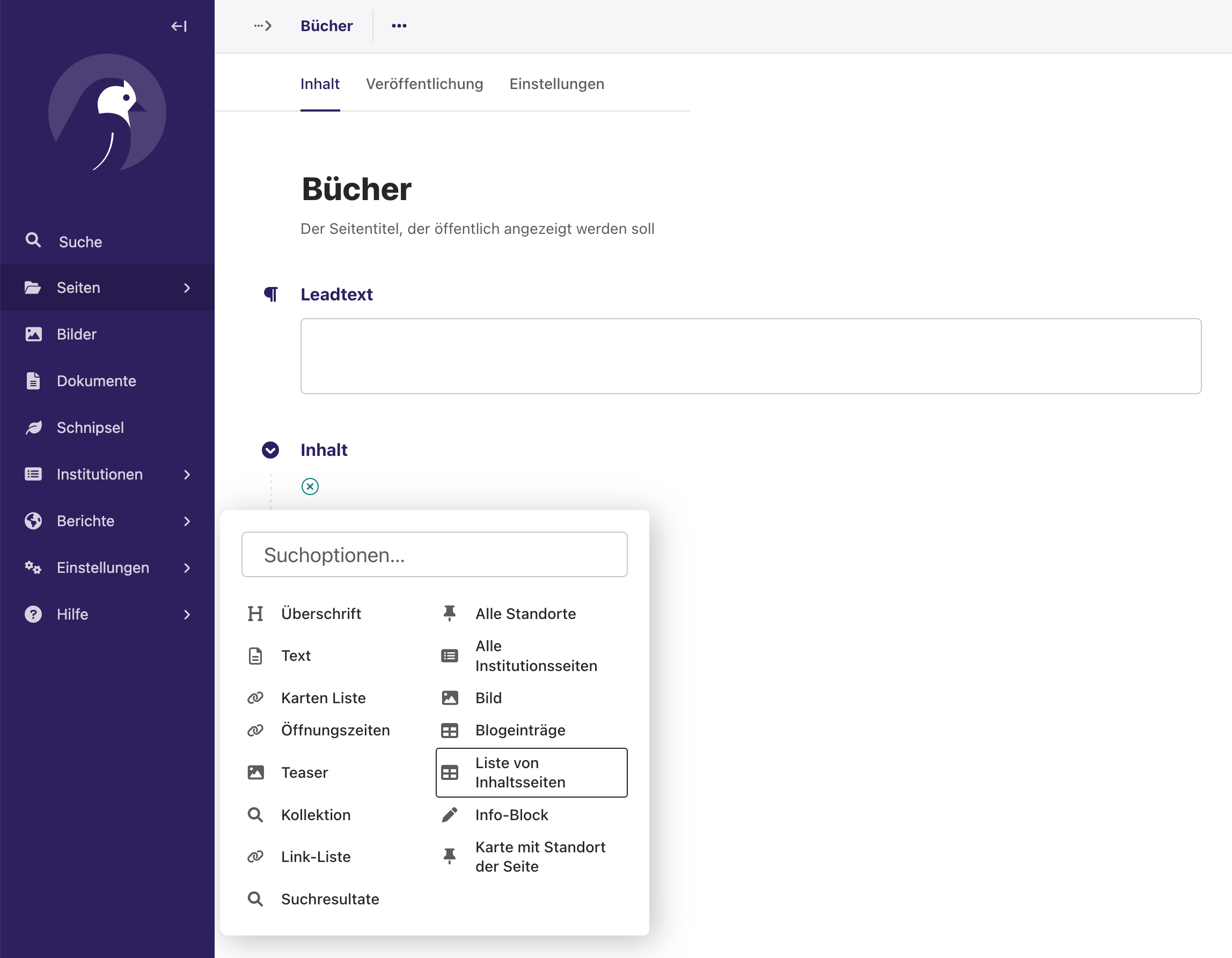 Ajouter du contenu aux pages de contenu dans le CMS