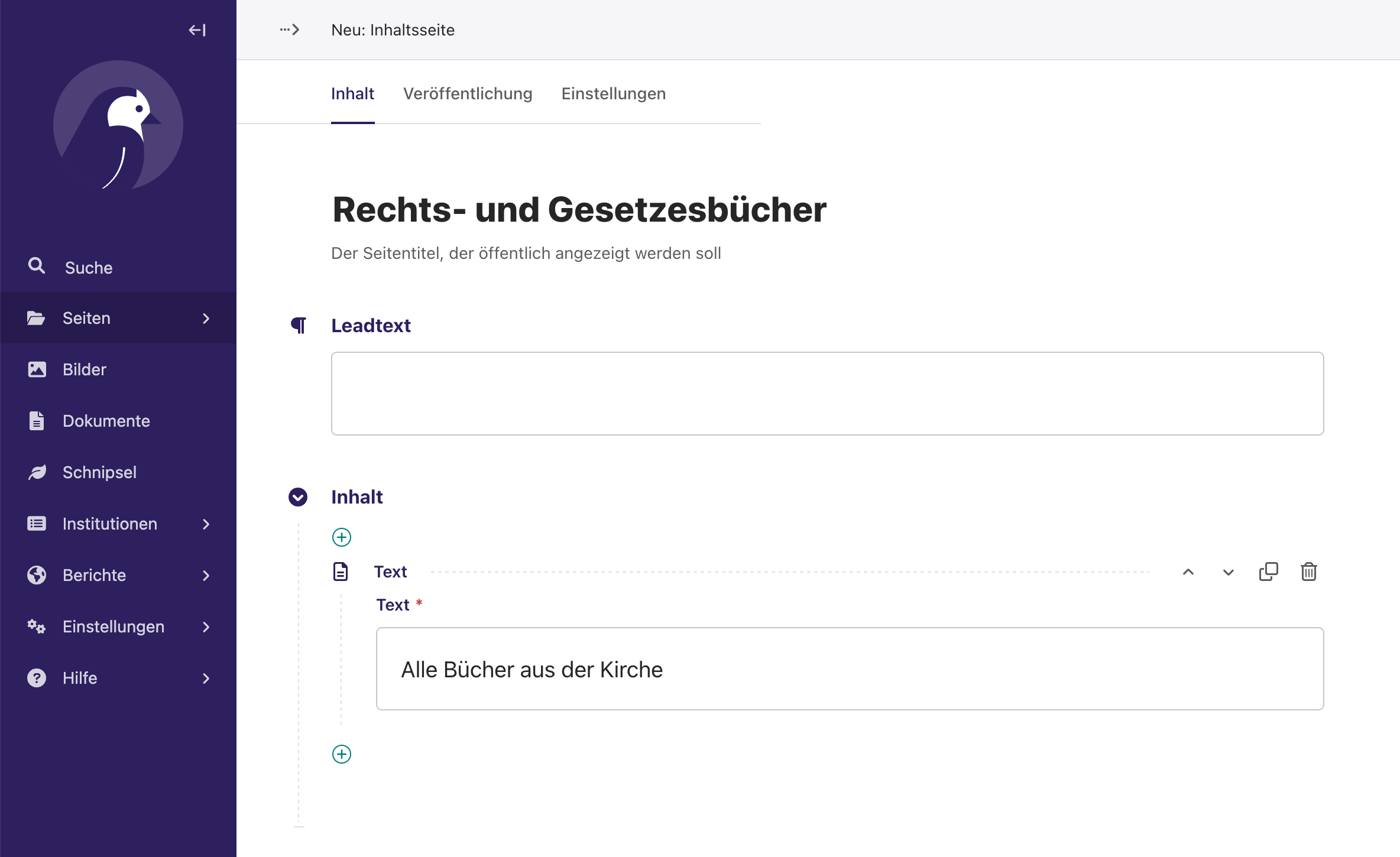 Association des pages de contenu dans le CMS
