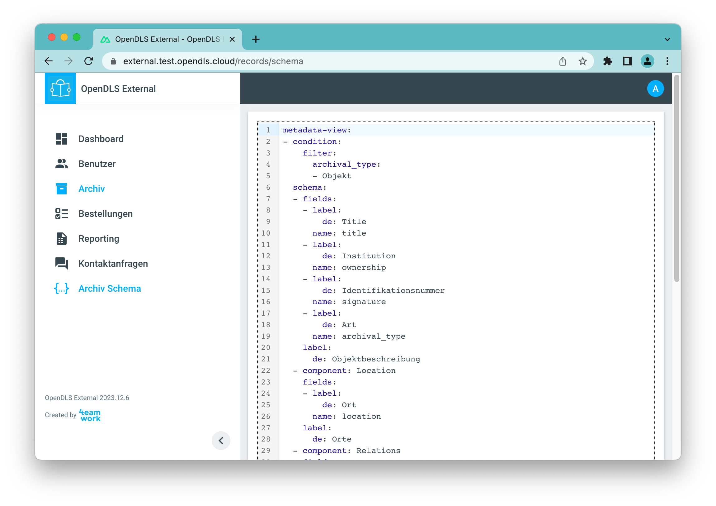Archiv Schema Editor